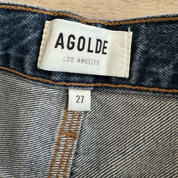 NWT AGOLDE Magda Denim Carpenter Darkness High Waist Loose fit 27 Organic Denim - Picture 8 of 13